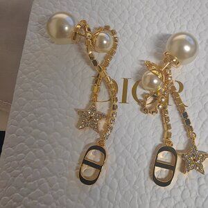 ✨ Stunning Dior Tribales Earrings - Pearls & Gold with Rhinestones ✨